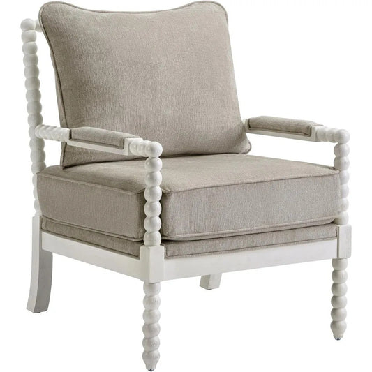 Wood Frame Spool High Resilience Spring Cushion and Armrest Pads Chair