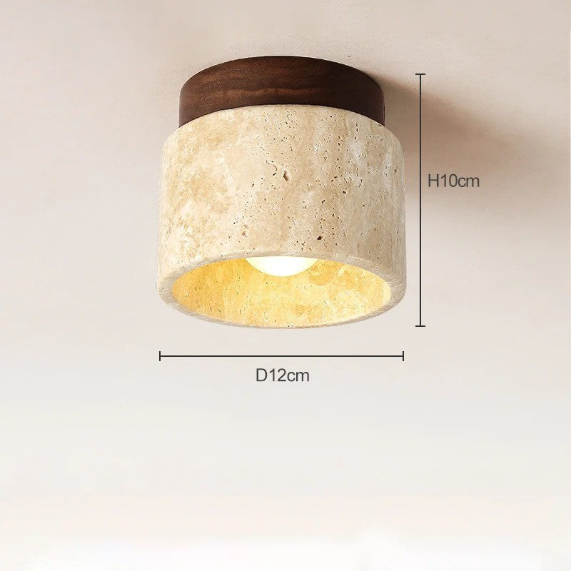 Retro Yellow Cave-Inspired Stone Ceiling Light